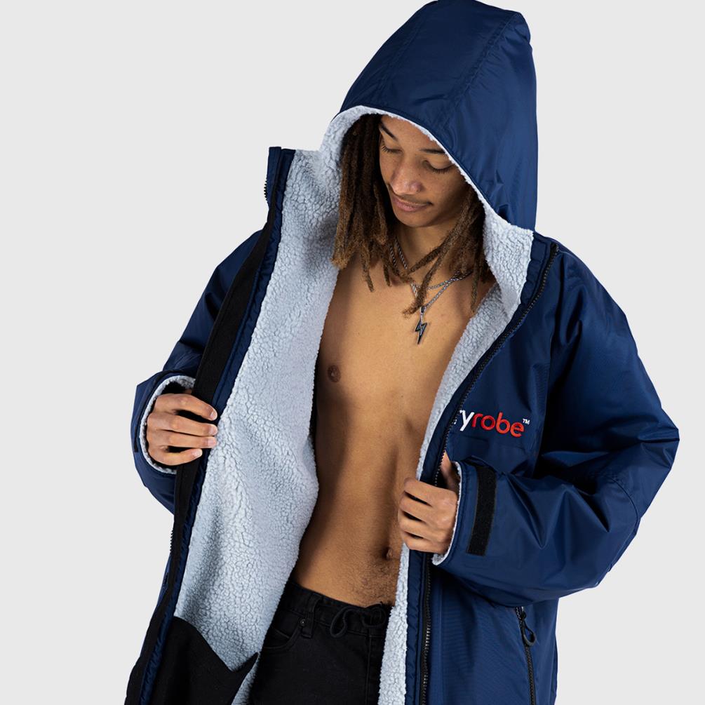 dryrobe Advance Long Sleeve Changing Robe - Navy Blue / Grey Extra Image 1